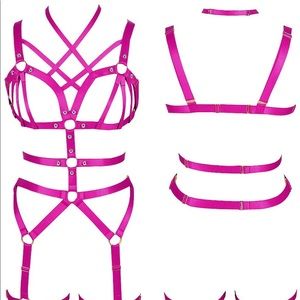 Full Body Harness Set Strappy Stockings Garter Belt Elastic Adjust belt